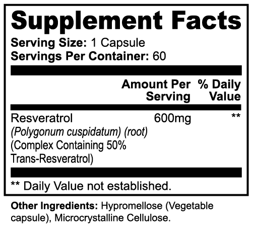 Resveratrol 600mg - Cellular Health & Antioxidant Capsules