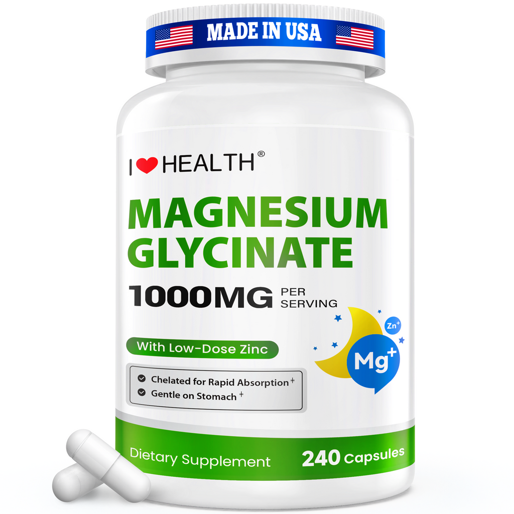 Magnesium Glycinate  – 240 Capsules – High Absorption Magnesium Supplement  – Gentle on Stomach – Made in USA