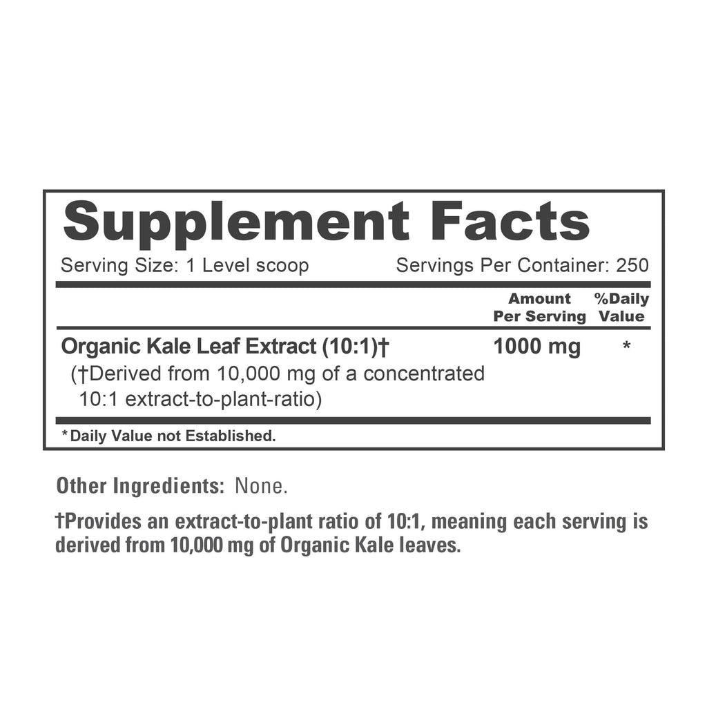 NusaPure Organic Kale Powder Extract 10:1 - Suitable for Vegetarian/Vegan, Non- GMO - 1,000 mg - 250 Capsules