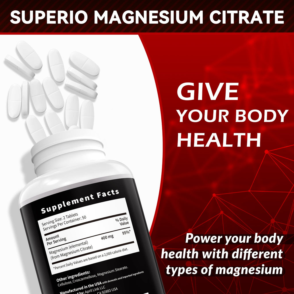I Love Health Magnesium Citrate, 400mg, Heart Health Support, 100 vegetarian Tablets