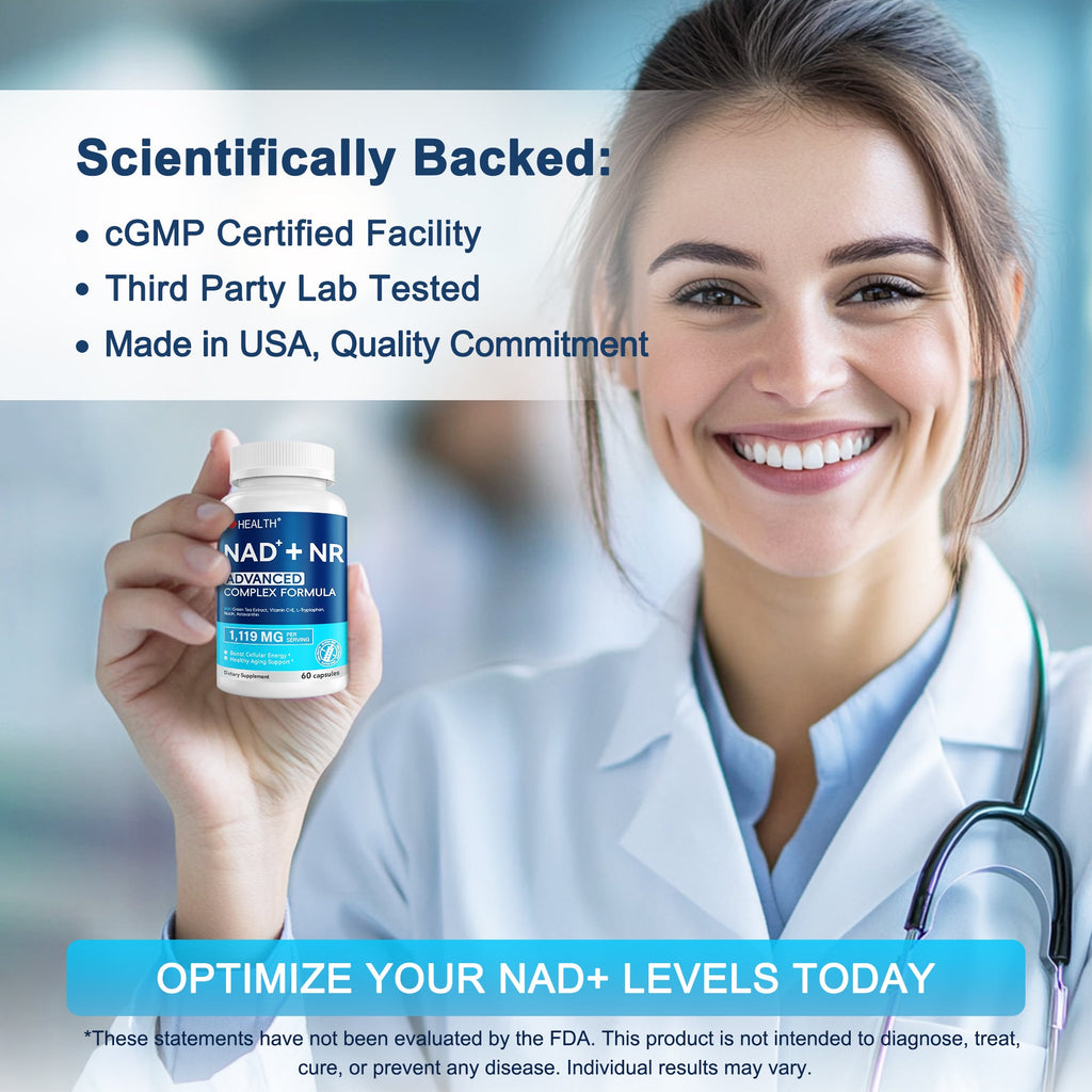 NAD+ Supplement 300mg with NR 150mg | NMN Alternative & Resveratrol-Like Benefits | 6000mg Green Tea Extract + Astaxanthin | Anti-Aging Cellular Energy Support | 60 Capsules, Made in USA