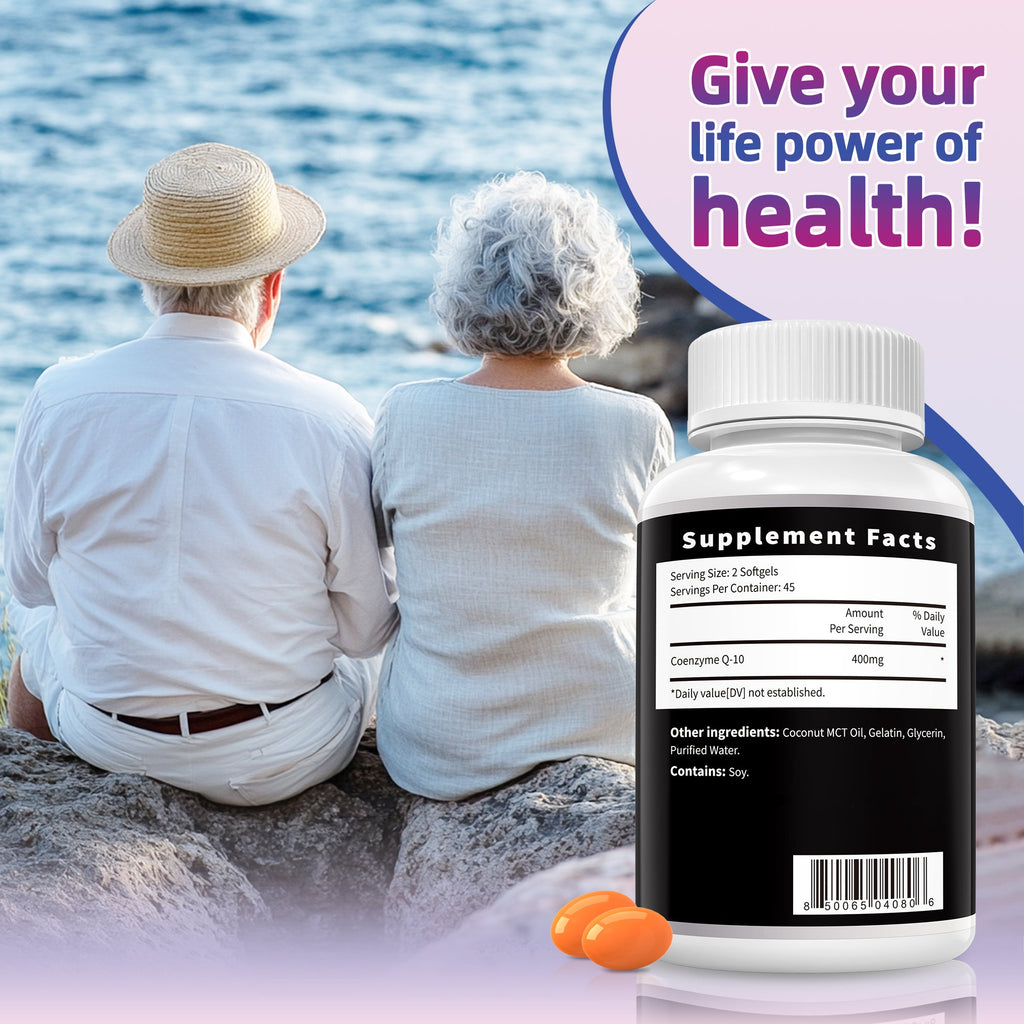 CoQ10 400mg Softgels - 90 Count | Supports Heart Health, Energy & Cellular Function | Soy-Based CoQ10 Supplement by I Love Health | 45 Servings