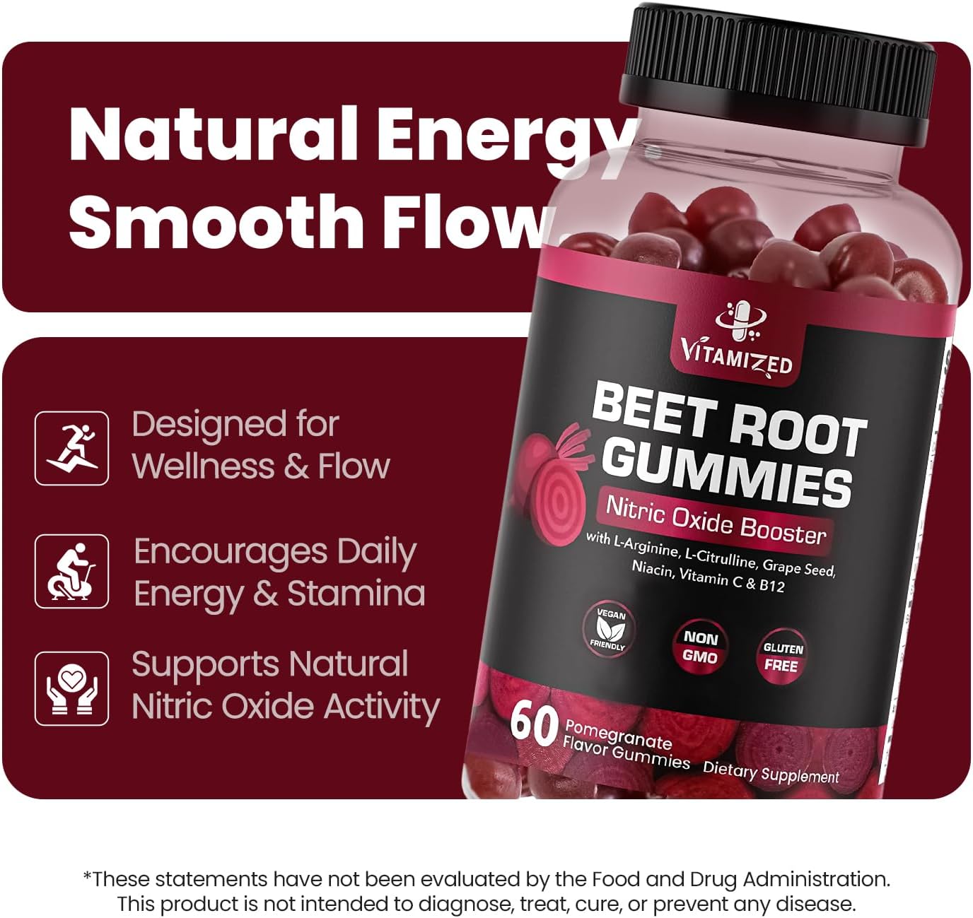 VITAMIZED Beetroot Gummies - Nitric Oxide Supplement