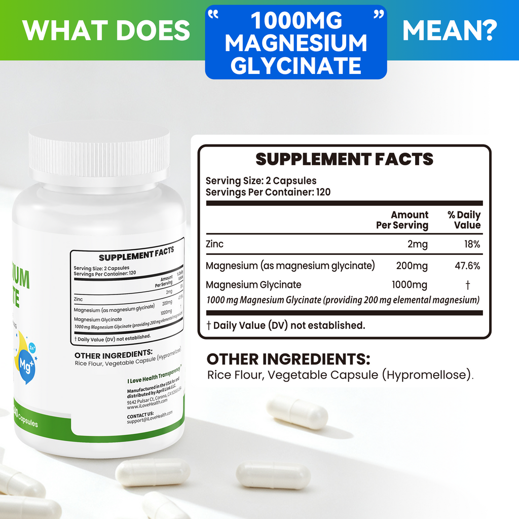 Magnesium Glycinate  – 240 Capsules – High Absorption Magnesium Supplement  – Gentle on Stomach – Made in USA