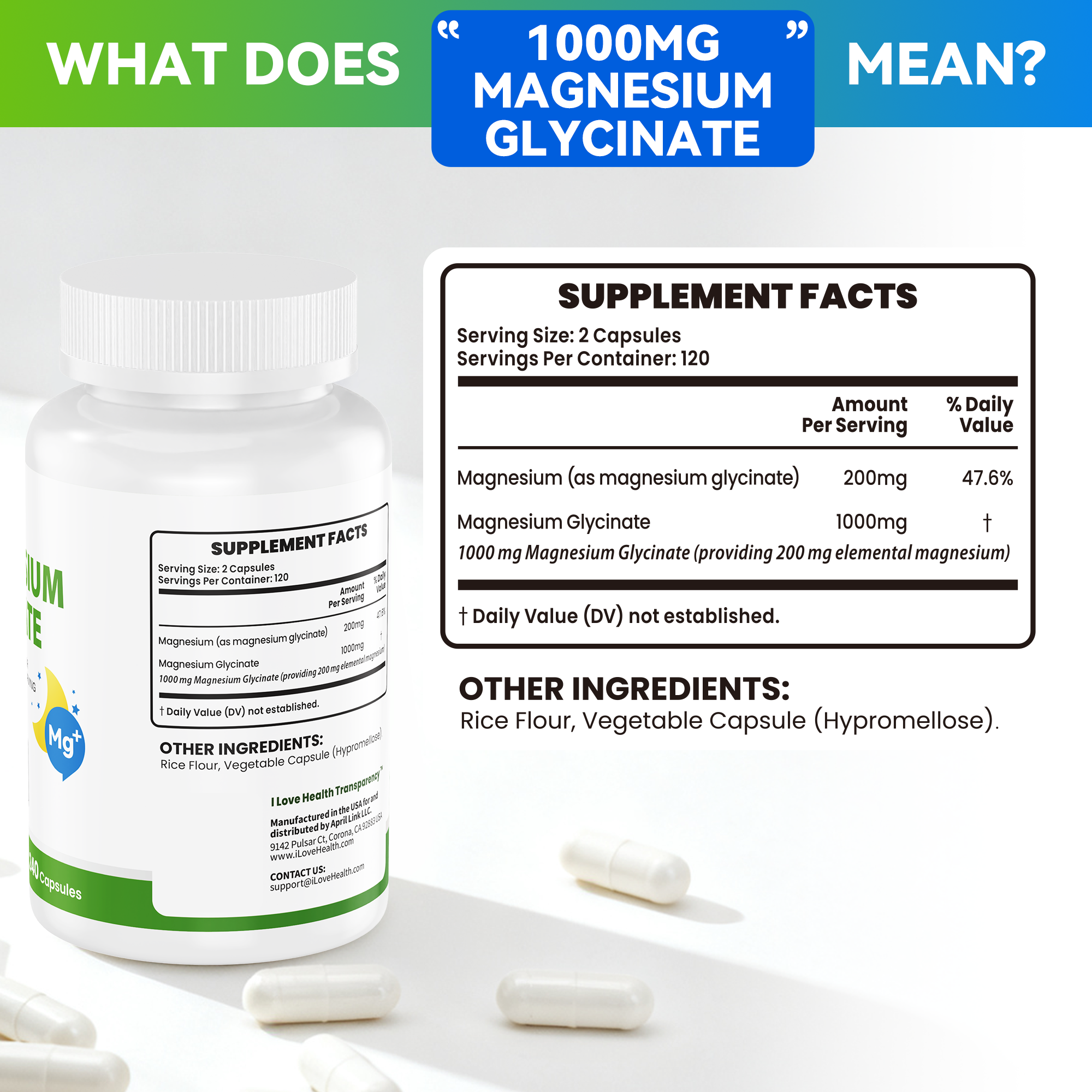Magnesium Glycinate  – 240 Capsules – High Absorption Magnesium Supplement  – Gentle on Stomach – Made in USA