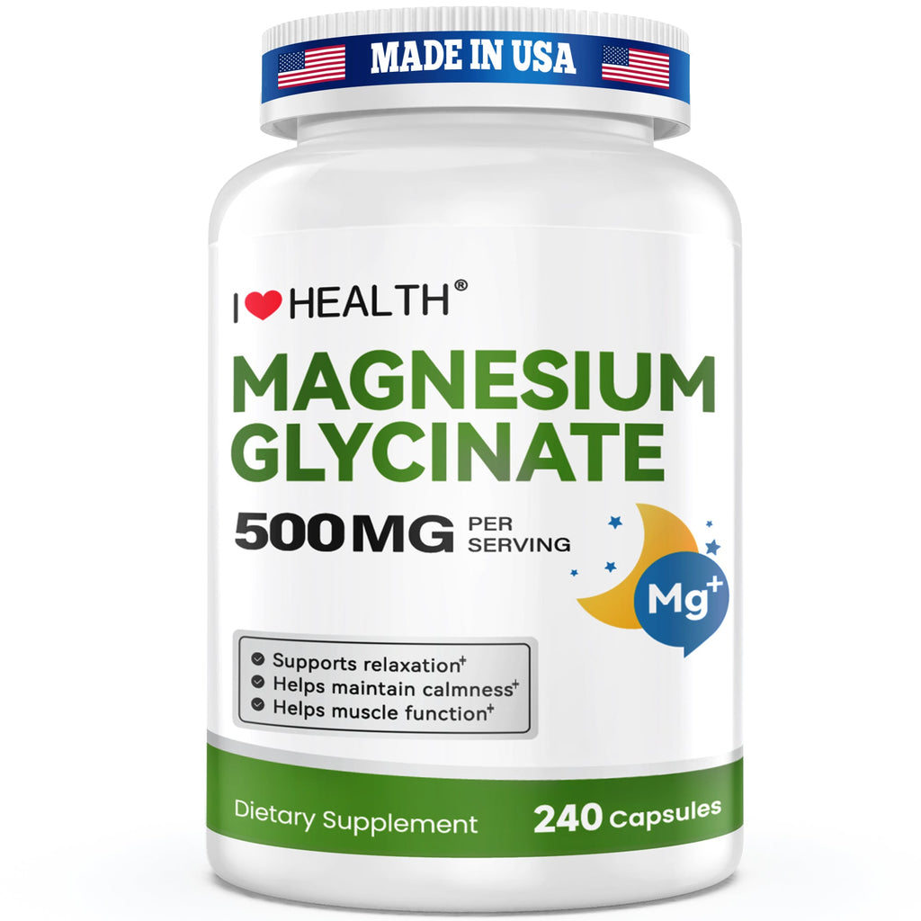 Magnesium Glycinate  – 240 Capsules – High Absorption Magnesium Supplement  – Gentle on Stomach – Made in USA