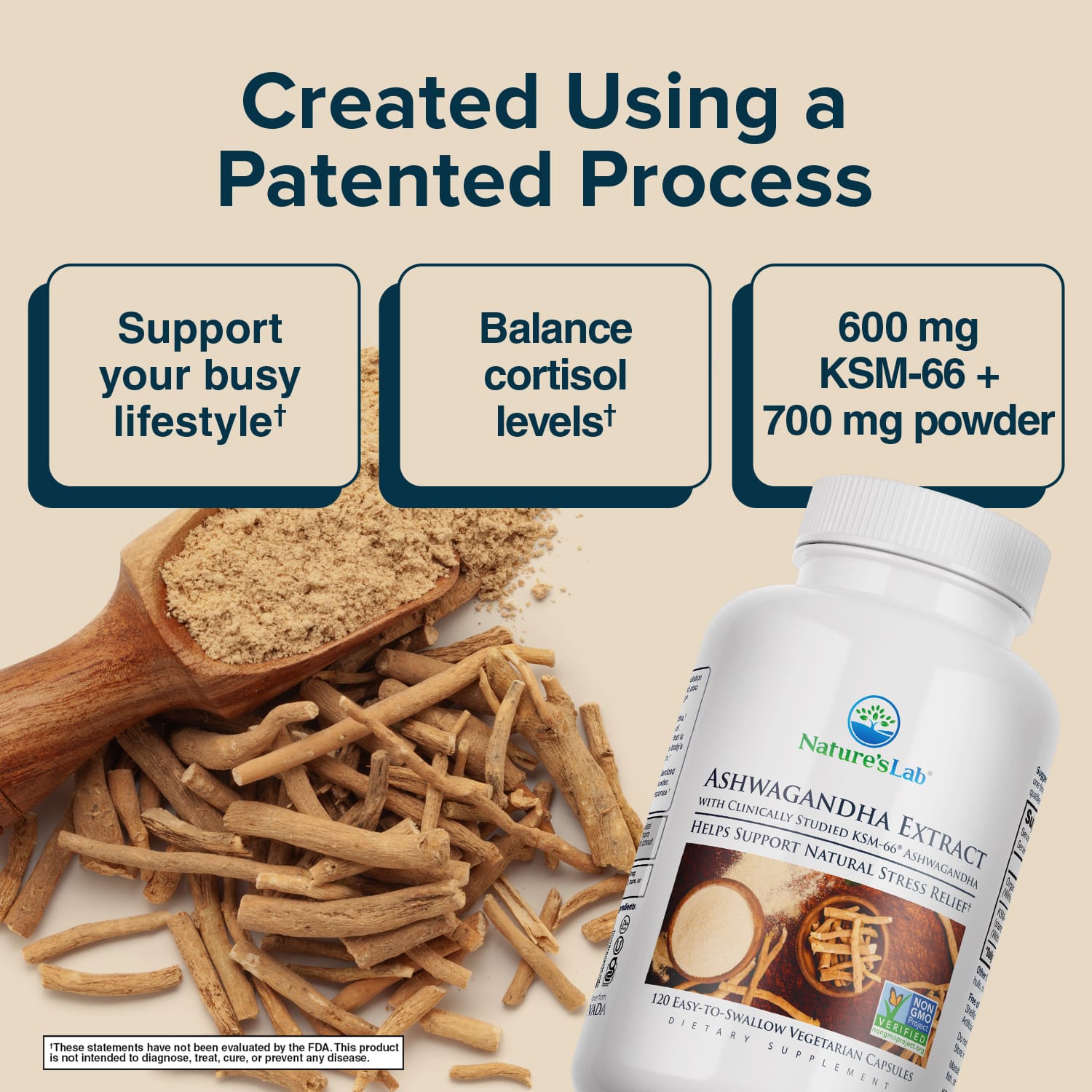 Nature's Lab KSM-66® Ashwagandha Extract - 120 Capsules