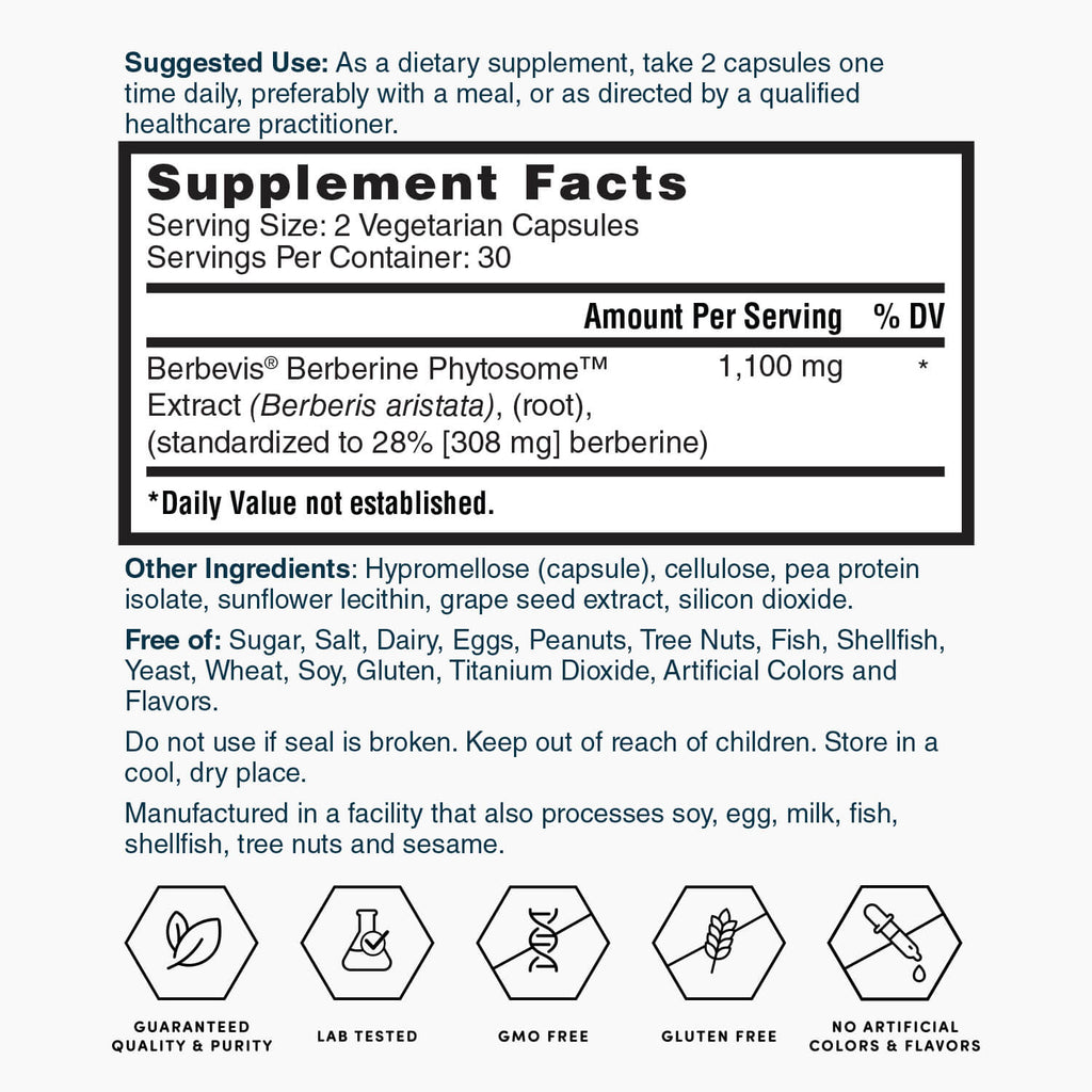 Nature's Lab Gold Berbevis® Berberine Phytosome™ Extract - 60 Capsules