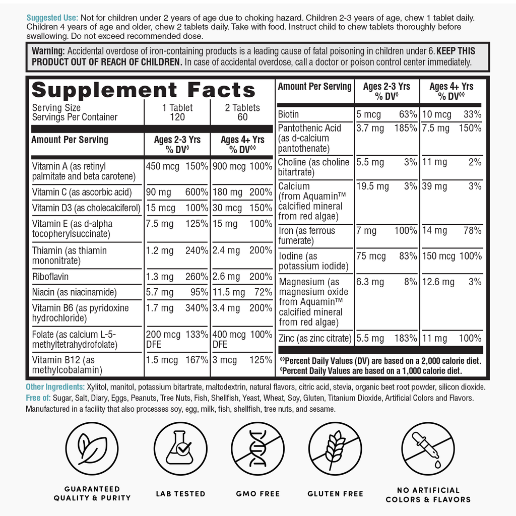 Nature's Lab Kid's Multivitamin - 120 Chewable Tablets