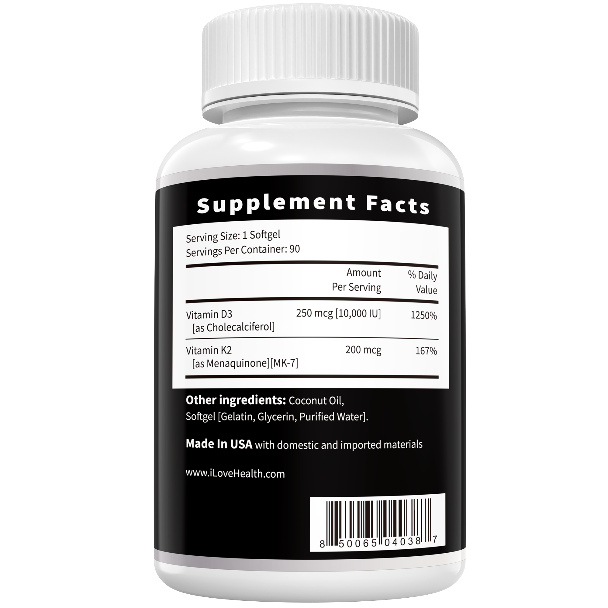 Vitamin D3 10000 IU with K2 (MK-7) Supplement – 90 Softgels – Non-GMO, Gluten-Free – Supports Bone, Heart & Immune Health – Enhanced Absorption – Made in USA