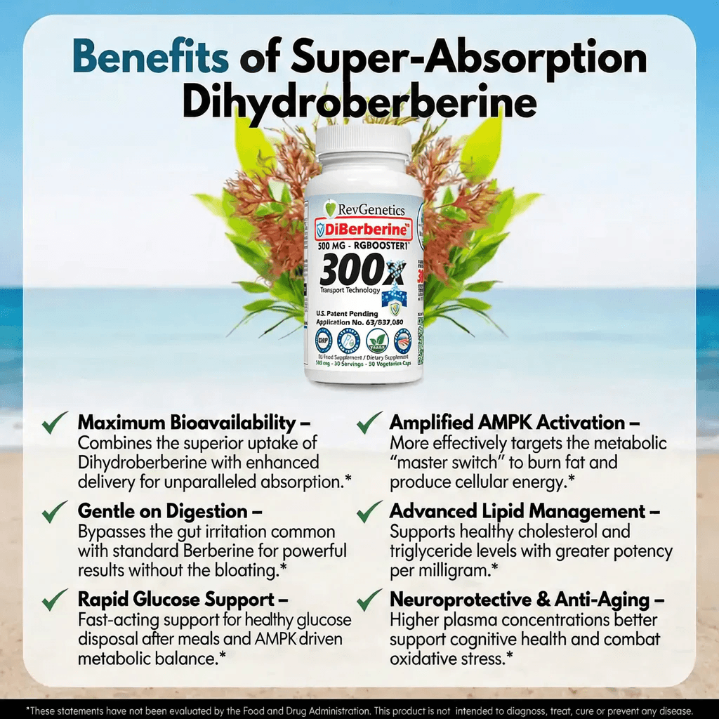 DiBerberine 300x: Dihydro Berberine Enteric + 300x Patent Pending Booster