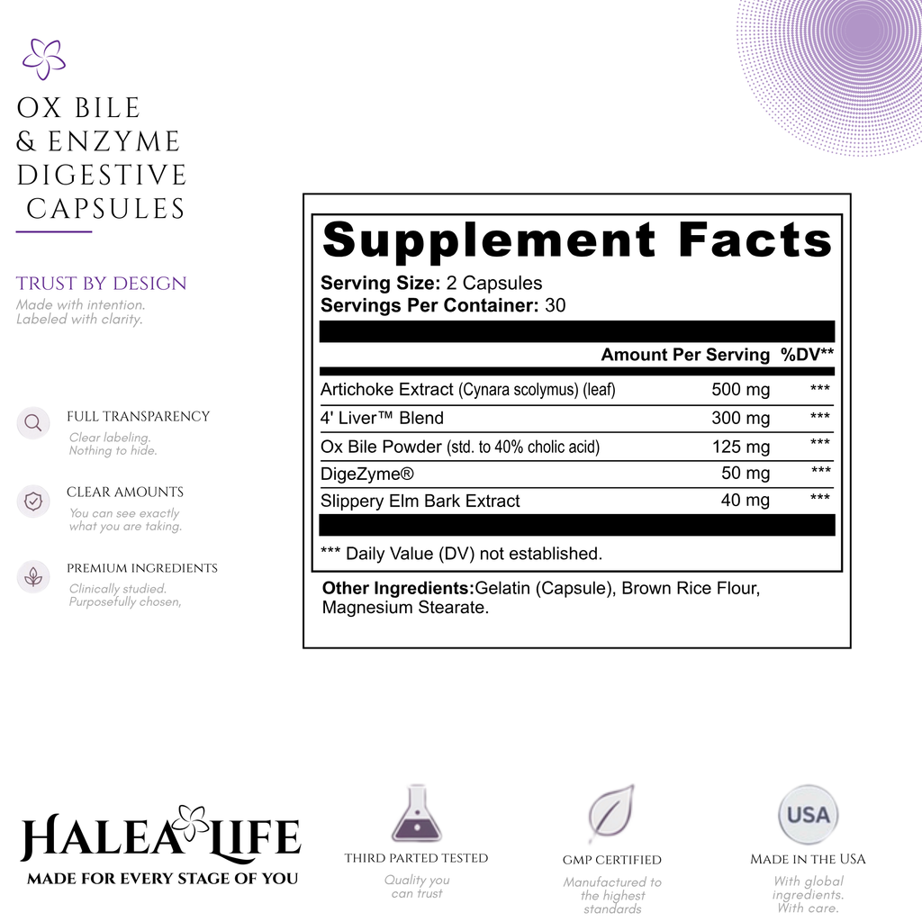 Ox Bile and Enzyme Digestive Capsules