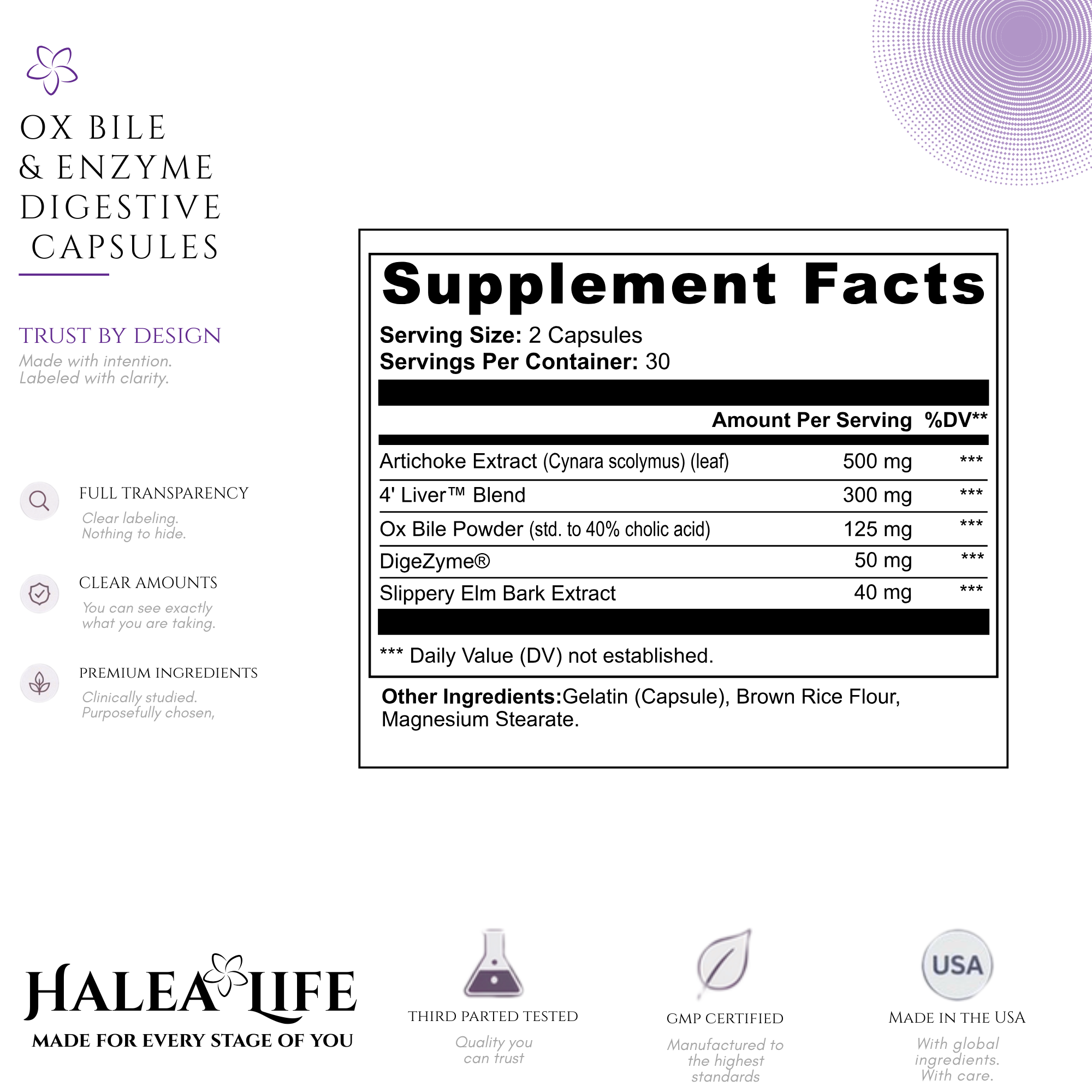 Ox Bile and Enzyme Digestive Capsules