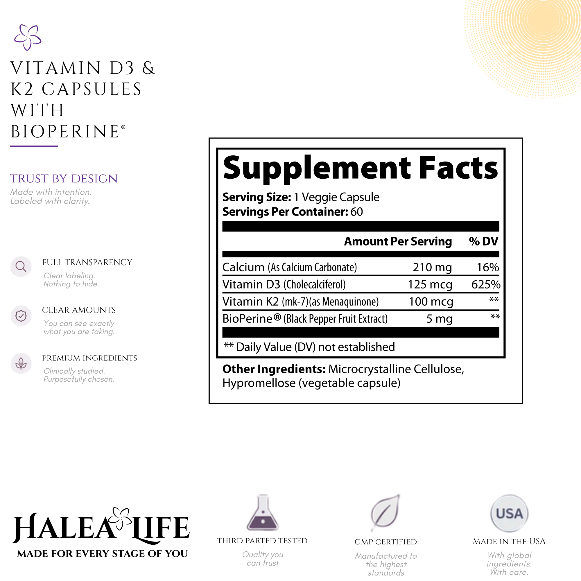Vitamin D3 & K2 Capsules | Advanced Bone & Heart Support