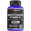 Benfotiamine 600mg Plus 20mg Vitamin B1 | 120 Veggie Capsules | Made in USA | 3rd Party Tested | Fat Soluble Vitamin B1 Thiamine Supplement | Non-GMO | Gluten Free