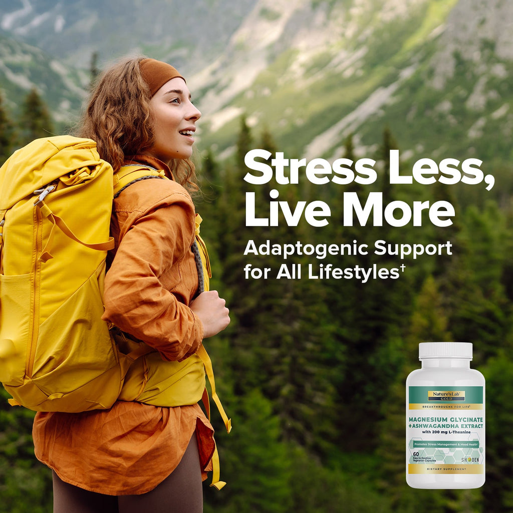 Nature's Lab Gold Magnesium + Ashwagandha with L-Theanine - 60 Capsules