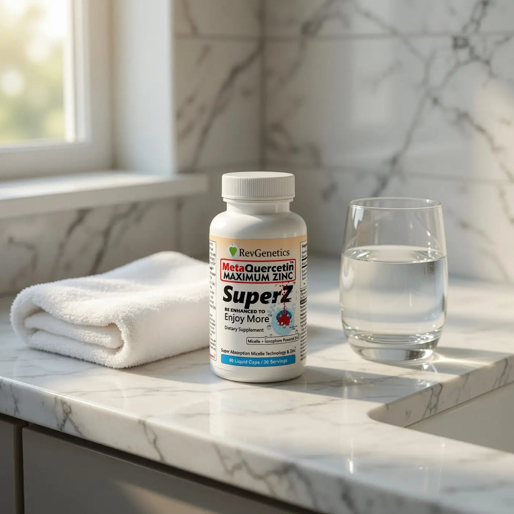 Super Z - Nano Quercetin with Zinc in Micelles Supplement - Advanced Micelle Ionophore Formula for Anti-aging Health - Immune to plain Zinc- Better than liposomal -By RevGenetics