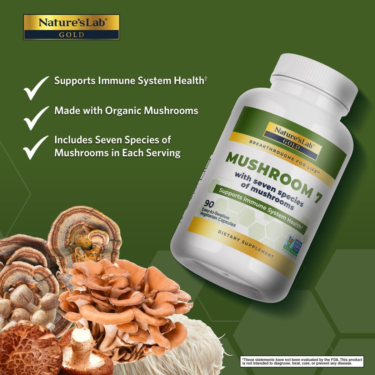 Nature's Lab Gold Mushroom 7 - 90 Capsules