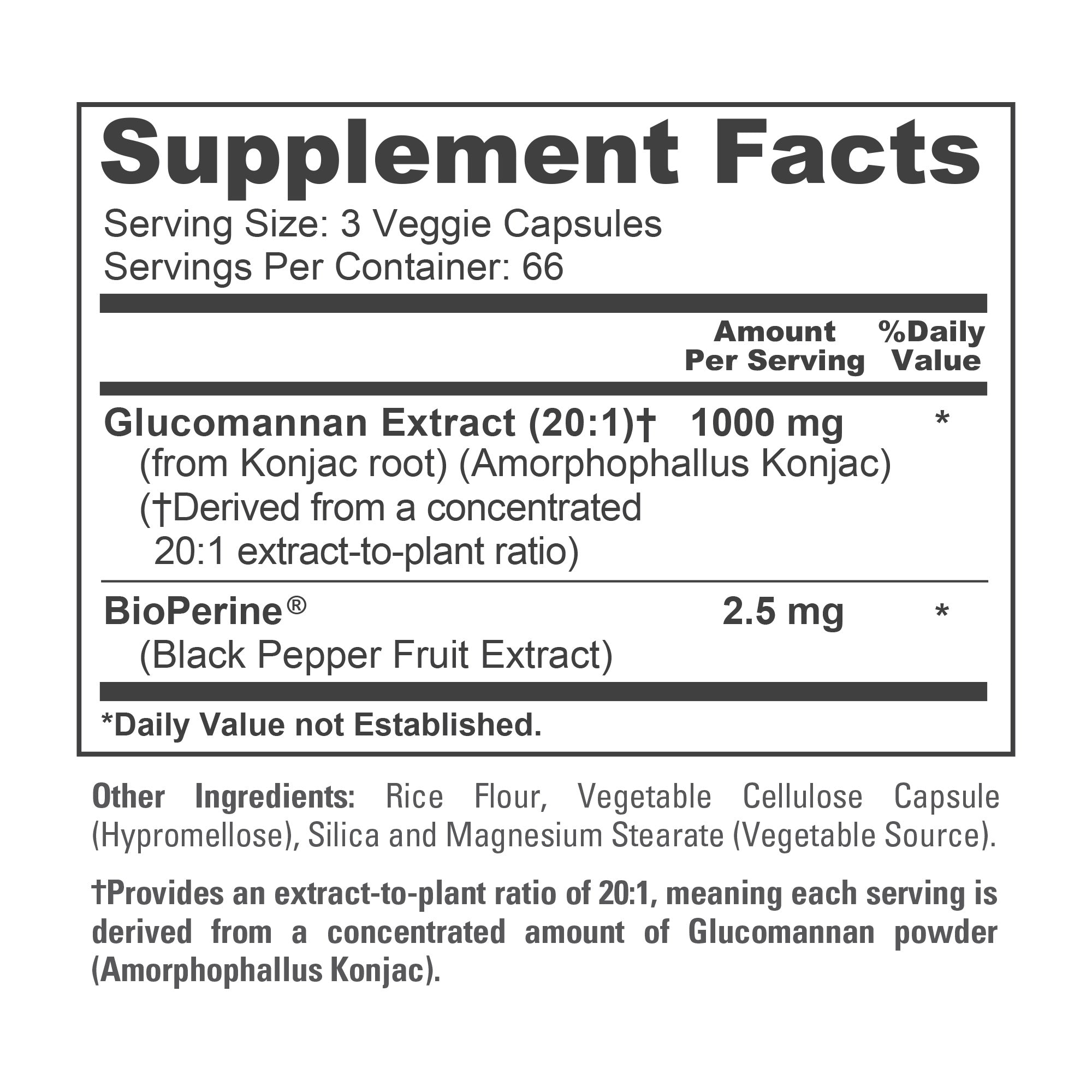 NusaPure Glucomannan 1,000 mg per Serving 200 VCaps (20:1 Extract, BioPerine Non-GMO, Vegan) Konjac Root