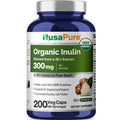 NusaPure Inulin Powder 20:1 Extract, 300 mg | 200 Veg Capsules |USDA Organic Suitable for Vegetarians, Vegan, Non-GMO Supplement