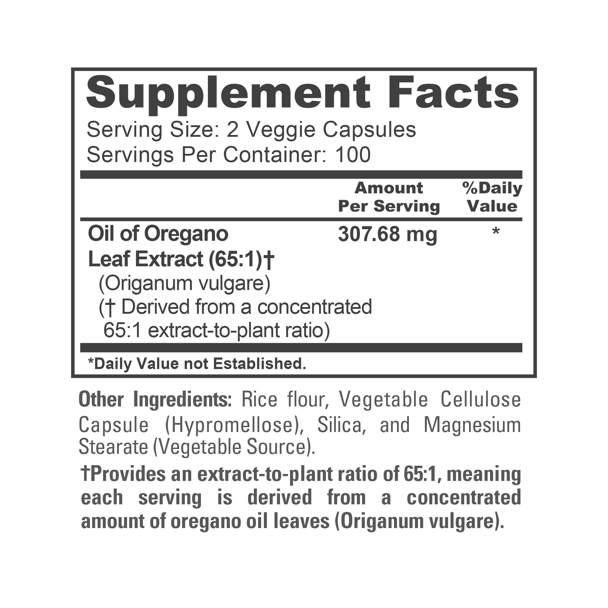 NusaPure Oregano Oil Extract 307mg | 200 Veggie Powder Capsules | Naturally Occurring Carvacrol | Non-GMO and Vegan Extract 65:1