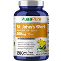 NusaPure St. John's Wort Extract 20:1 - Suitable for Vegetarian/Vegan, Non- GMO - 500mg - 200 Capsules