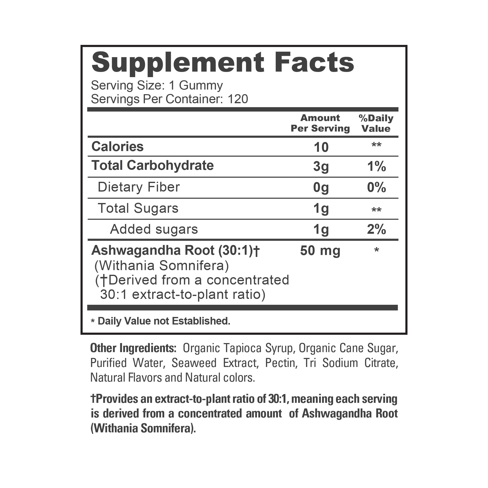 NusaPure Ashwagandha Gummies Root 30:1 Extract, 50 mg 120 Gummies (Non-GMO, Vegan)