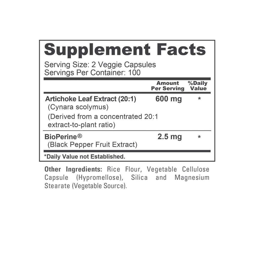 NusaPure Artichoke 20:1 Extract, 600 mg 200 Veggie caps (Non-GMO, Gluten Free)