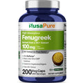 NusaPure Fenugreek Capsules, 50:1 Extract, 100 mg, 200 Veggie Caps, Non-GMO, Vegan