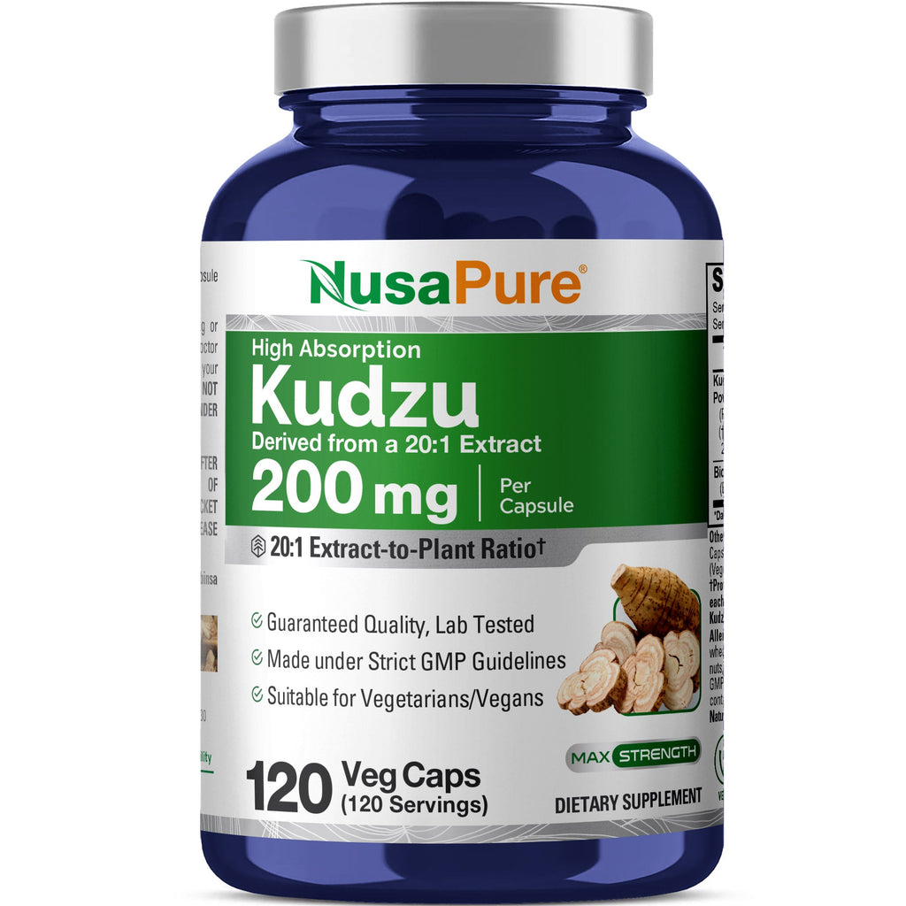 NusaPure Kudzu Root 20:1 Extract, 200 mg - 120 Veggie Capsules (Non-GMO, Vegan, Bioperine)