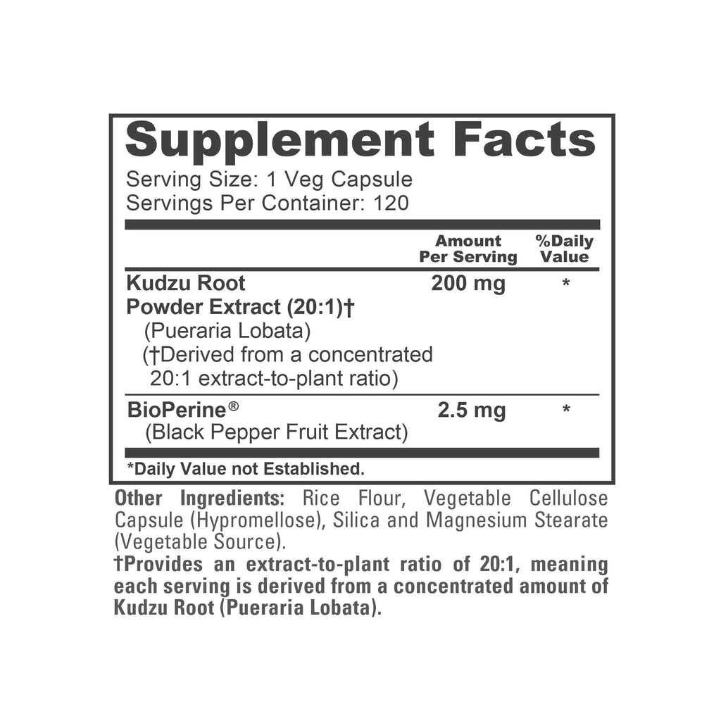 NusaPure Kudzu Root 20:1 Extract, 200 mg - 120 Veggie Capsules (Non-GMO, Vegan, Bioperine)