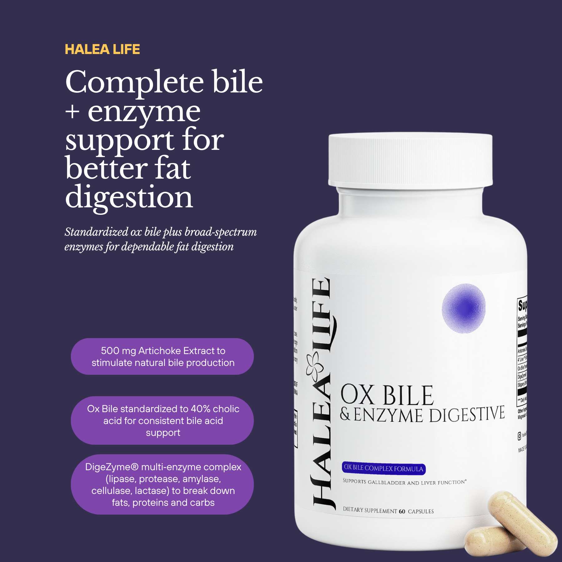 Ox Bile and Enzyme Digestive Capsules
