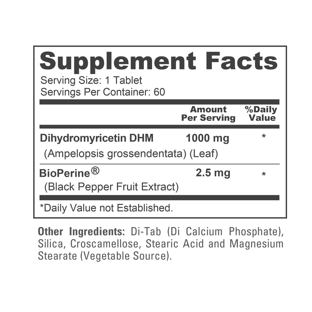 NusaPure Dihydromyricetin (DHM) 1,000mg 60 Veggie Tablets (No GMO & 100% Vegetarian)