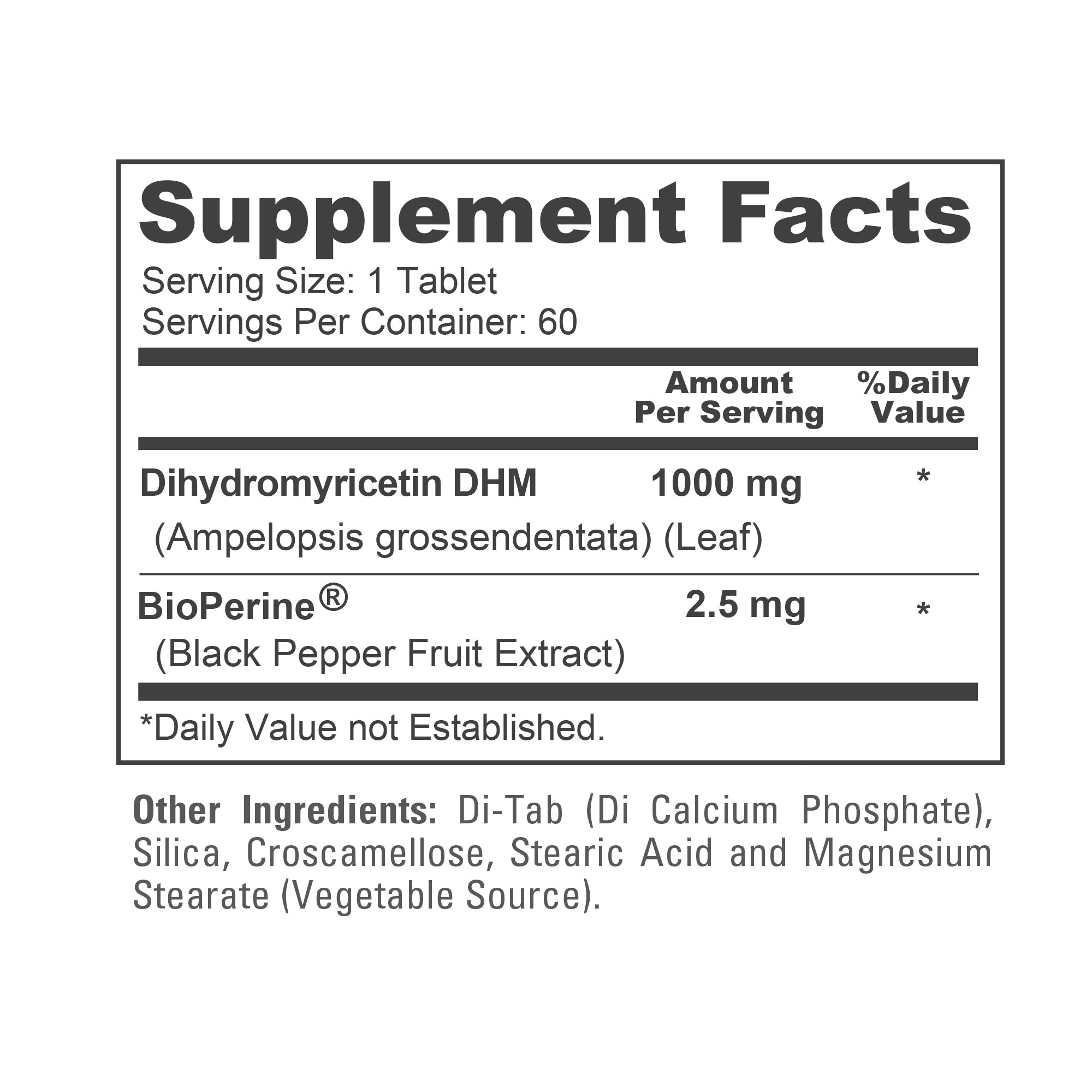 NusaPure Dihydromyricetin (DHM) 1,000mg 60 Veggie Tablets (No GMO & 100% Vegetarian)