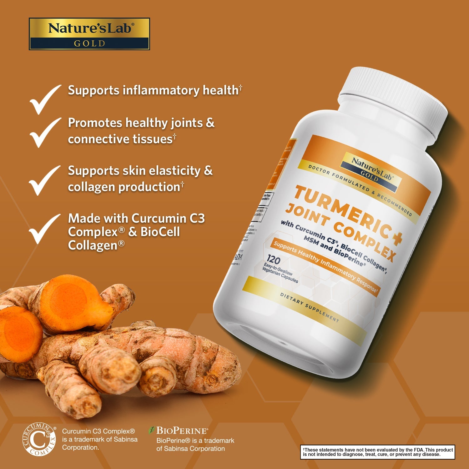 Nature’s Lab Gold Turmeric + Joint Complex - 120 Capsules