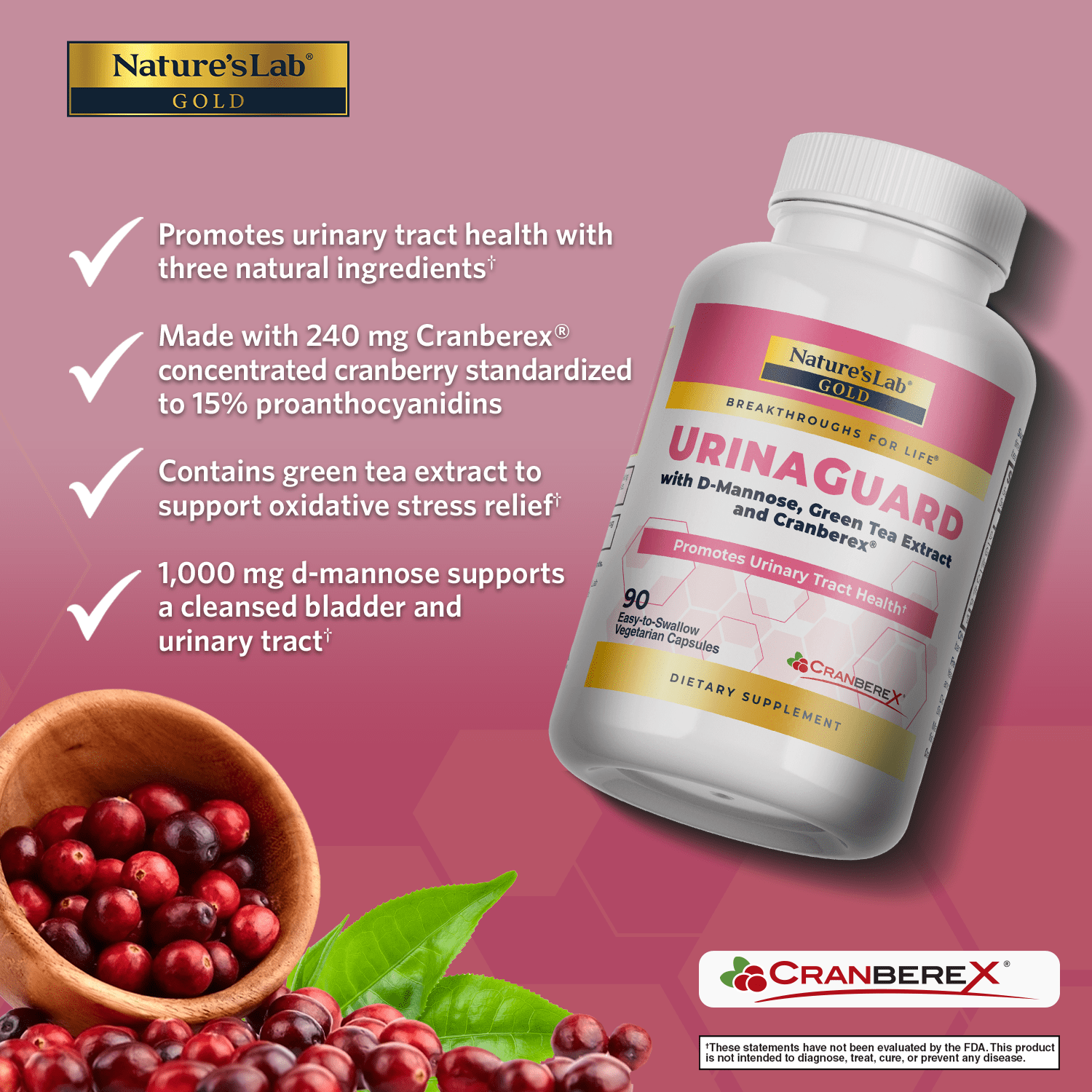 Nature's Lab Gold UrinaGuard - 90 Capsules