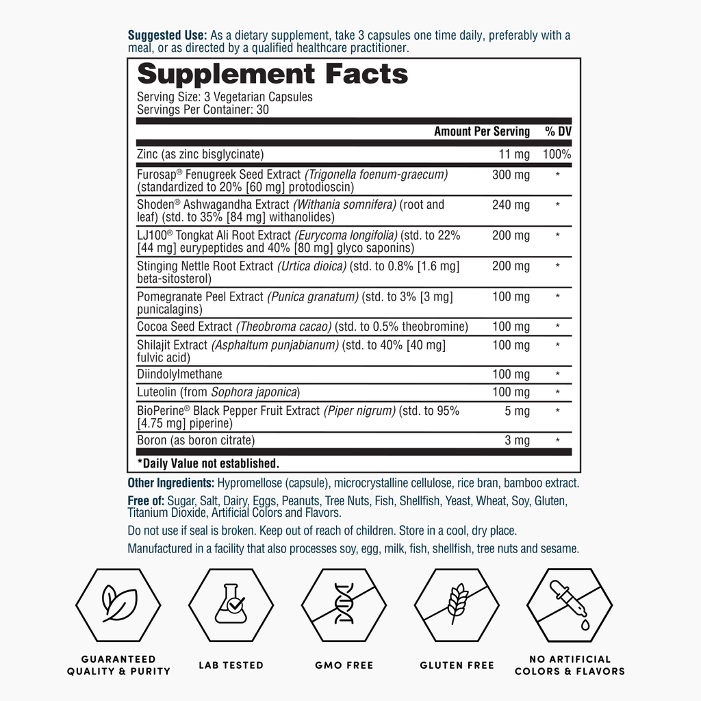 Nature's Lab Gold Vital Testosterone - 90 Capsules