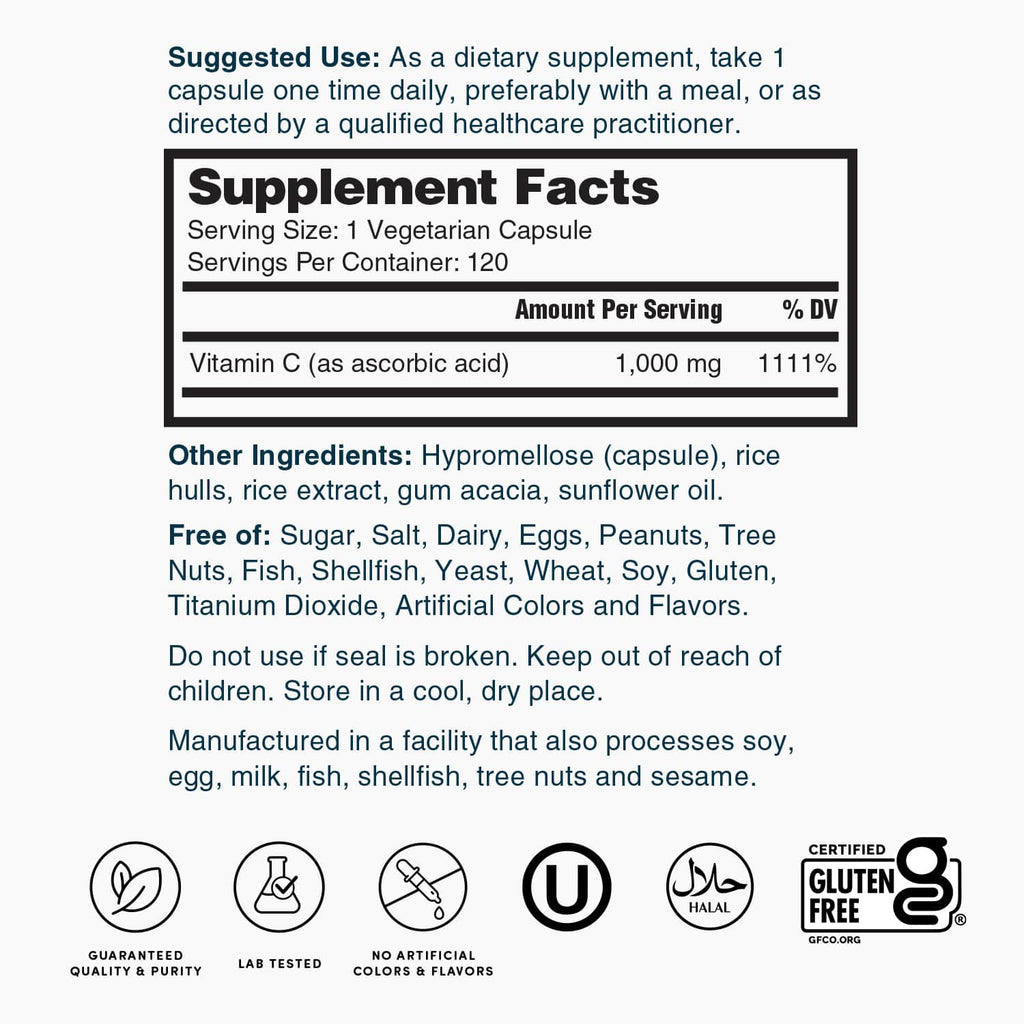 Nature's Lab Vitamin C 1,000mg - 120 Capsules