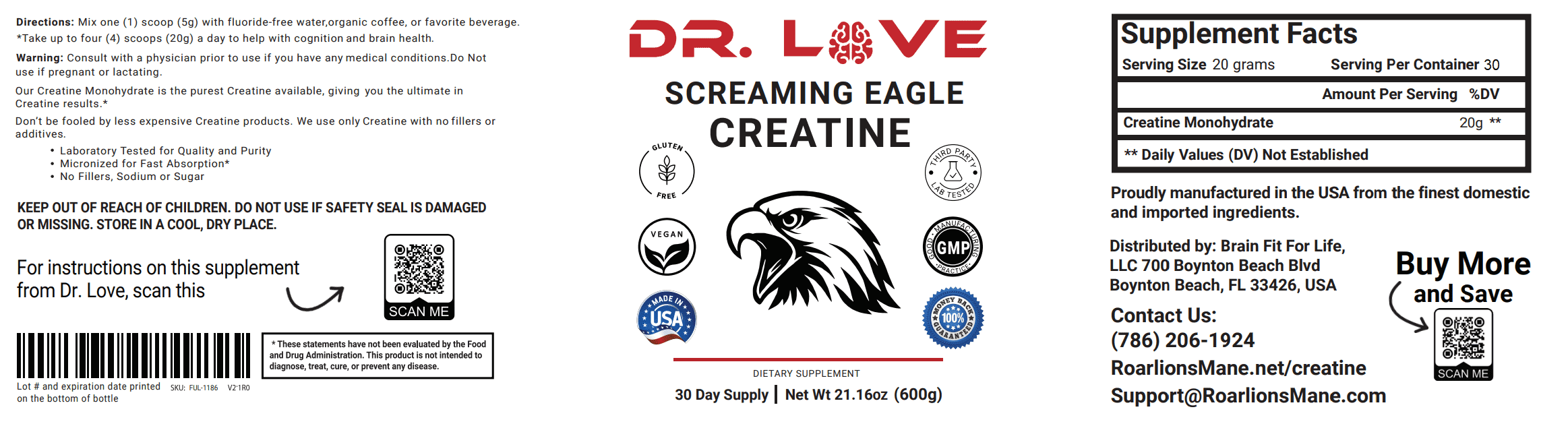 Dr Love's Creatine 600g