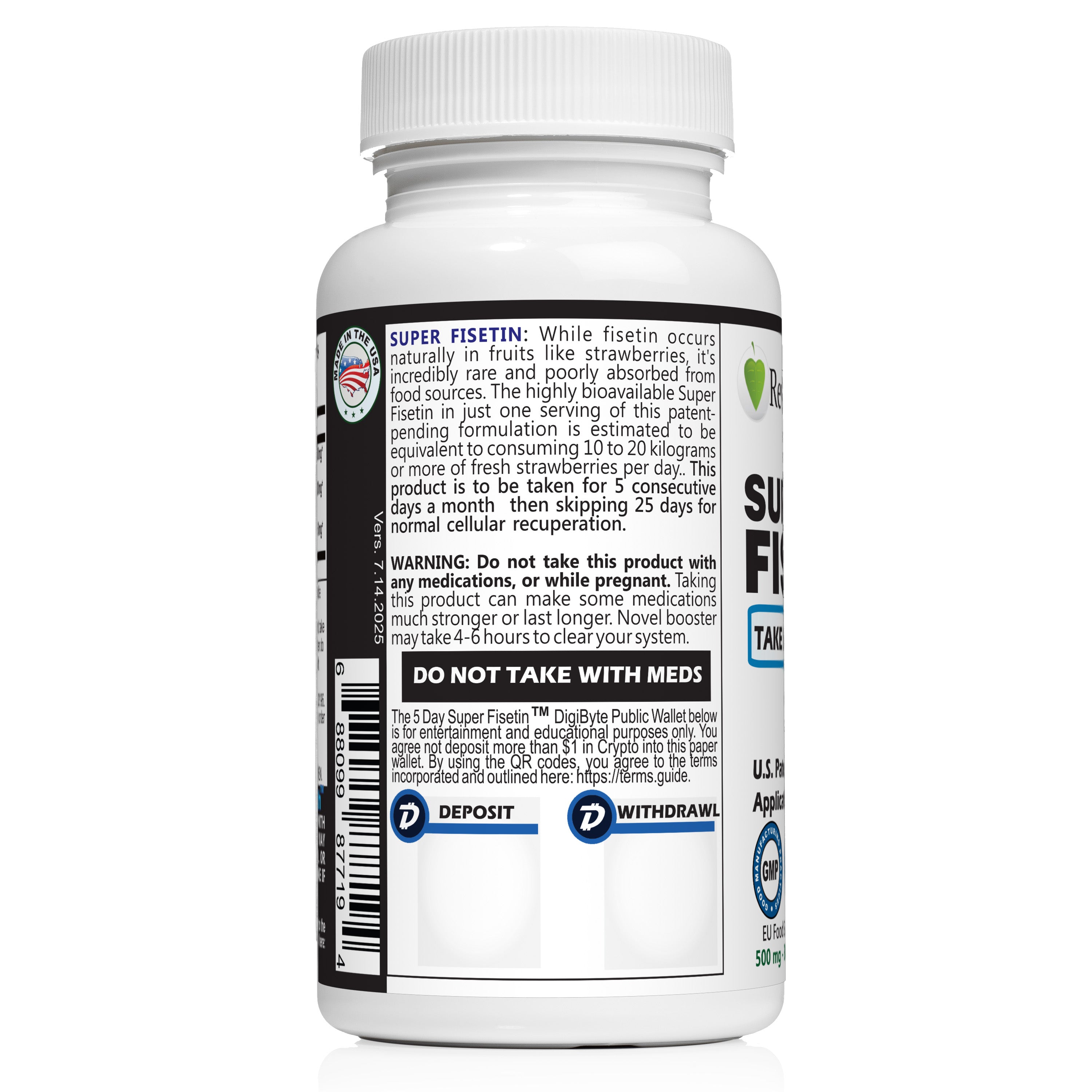 Super Fisetin 500mg - 6 Month Senolytic Supplement - Supports Cellular Health & Longevity - GMP-Certified - Destroy Zombie Cells - For Anti-Aging by RevGenetics